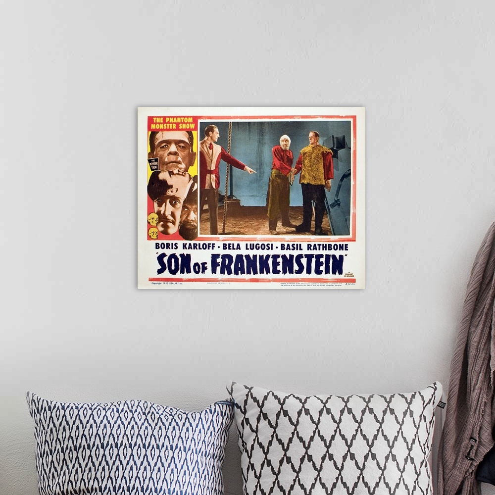 A bohemian room featuring Son Of Frankenstein - Vintage Movie Poster