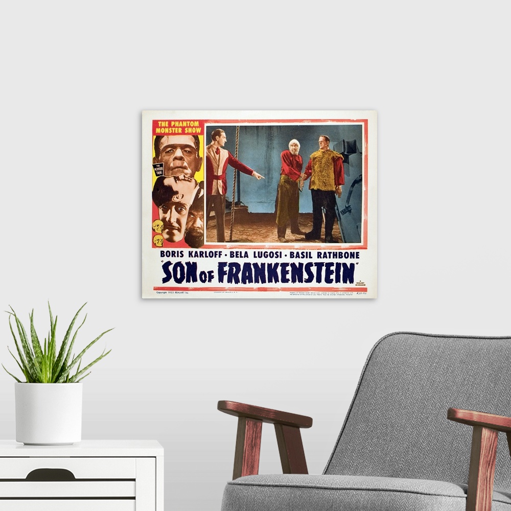 A modern room featuring Son Of Frankenstein - Vintage Movie Poster