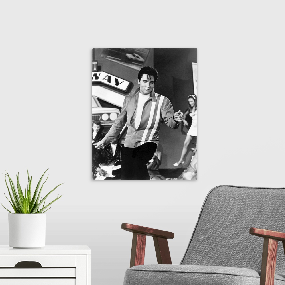 A modern room featuring Speedway, Elvis Presley, 1968.