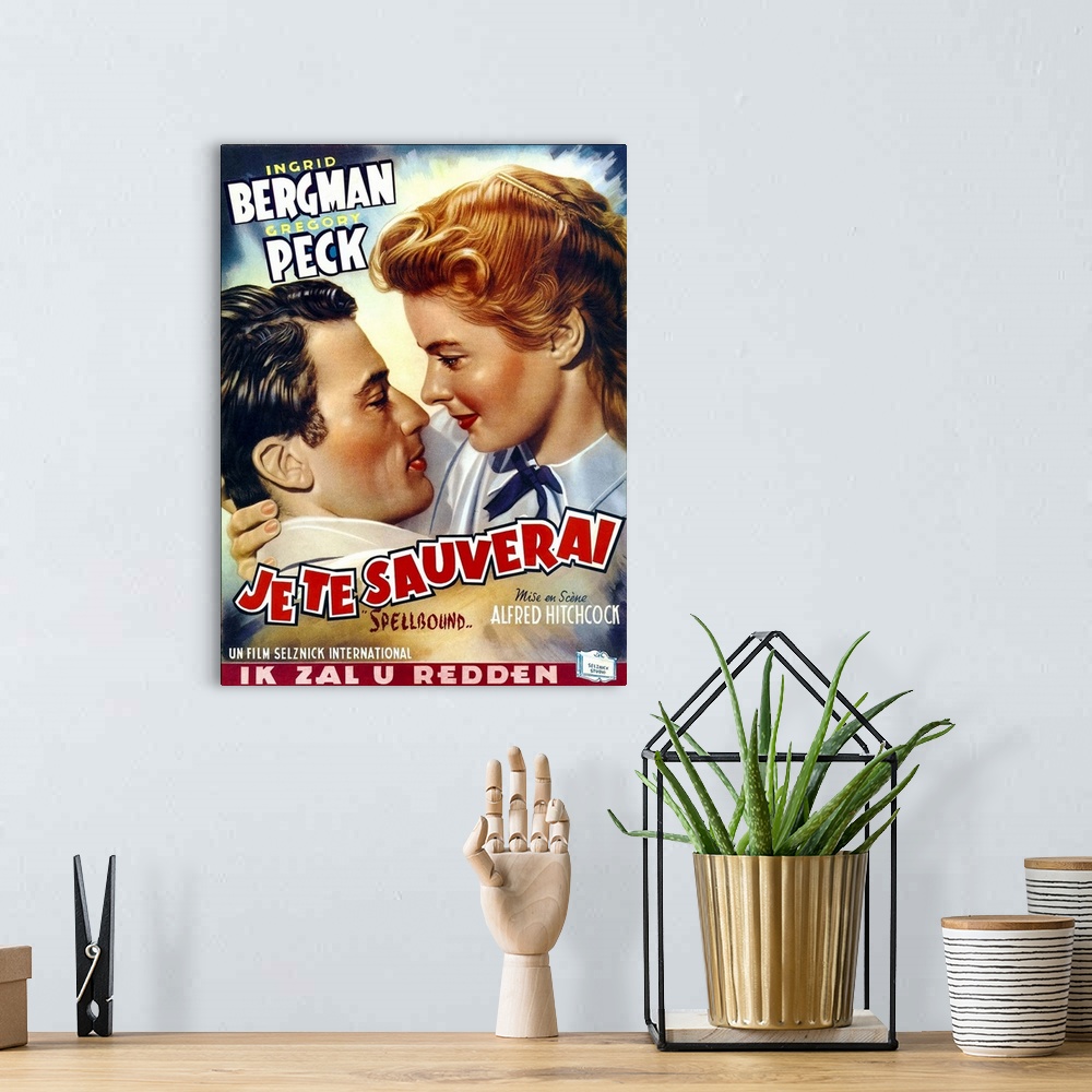 A bohemian room featuring Spellbound, From Left: Gregory Peck, Ingrid Bergman On Belgian Poster Art, 1945.