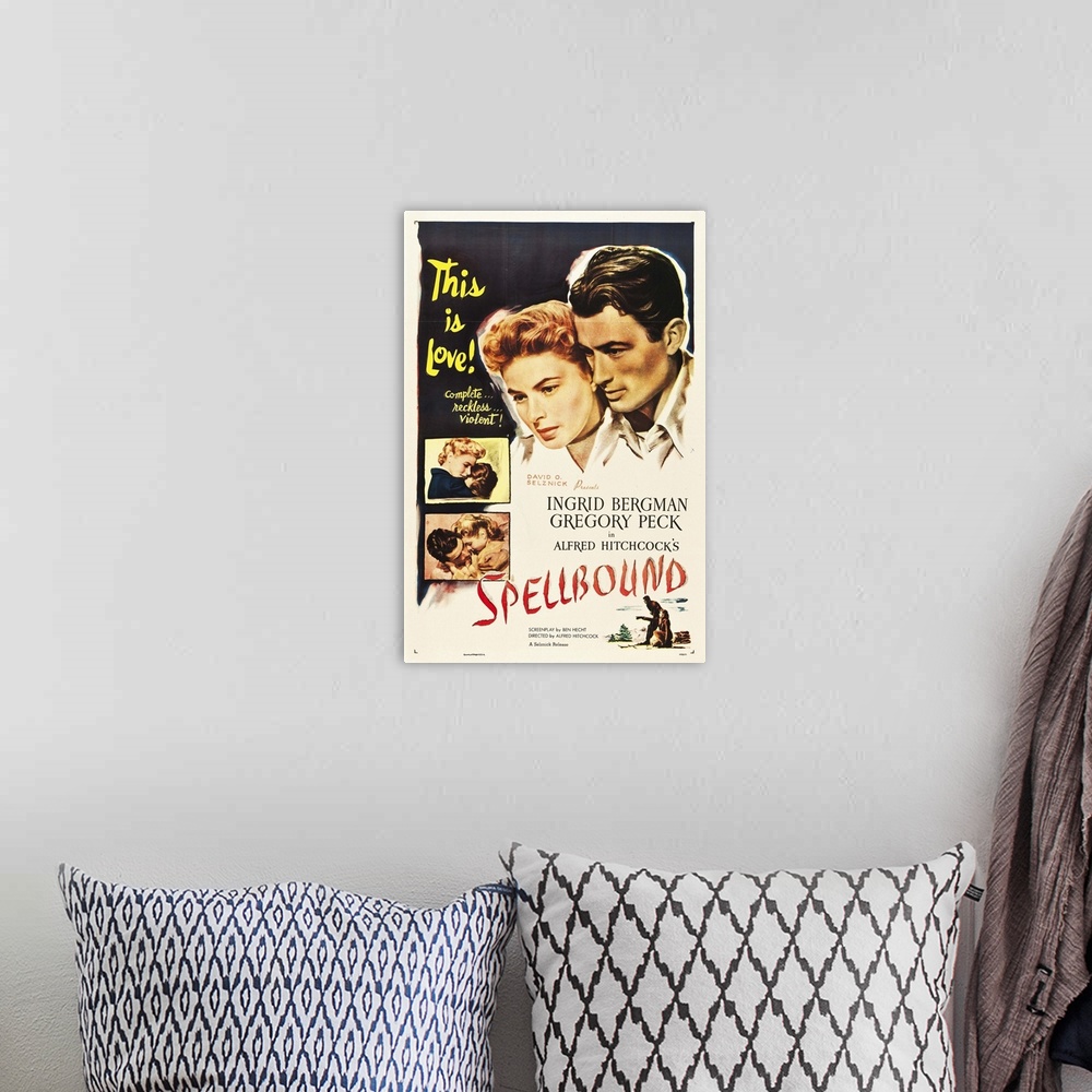 A bohemian room featuring Spellbound - Vintage Movie Poster