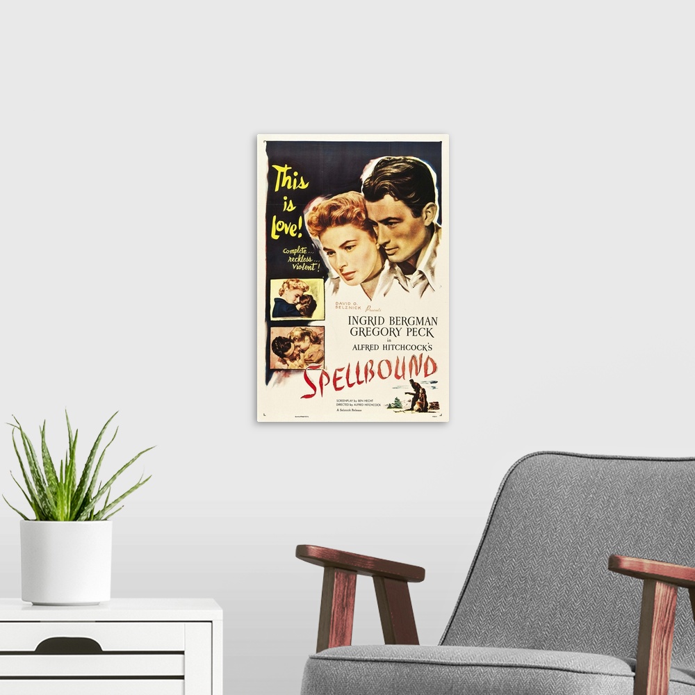 A modern room featuring Spellbound - Vintage Movie Poster