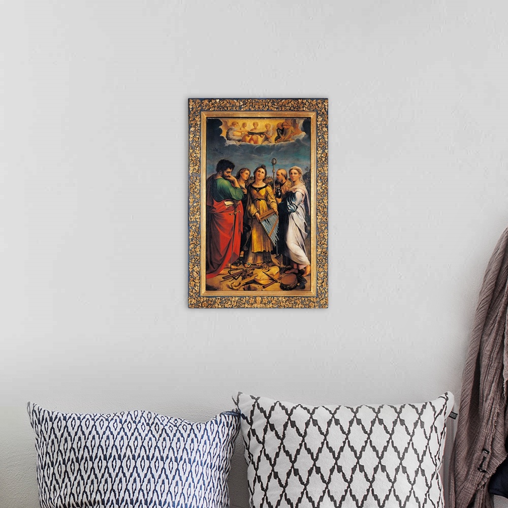 A bohemian room featuring St Cecilia with Sts Paul, John the Evangelist, Augustine and Magdalene (The Ecstasy of St Cecilia...