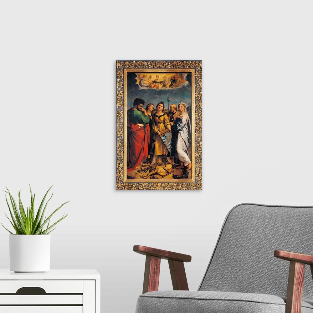 A modern room featuring St Cecilia with Sts Paul, John the Evangelist, Augustine and Magdalene (The Ecstasy of St Cecilia...