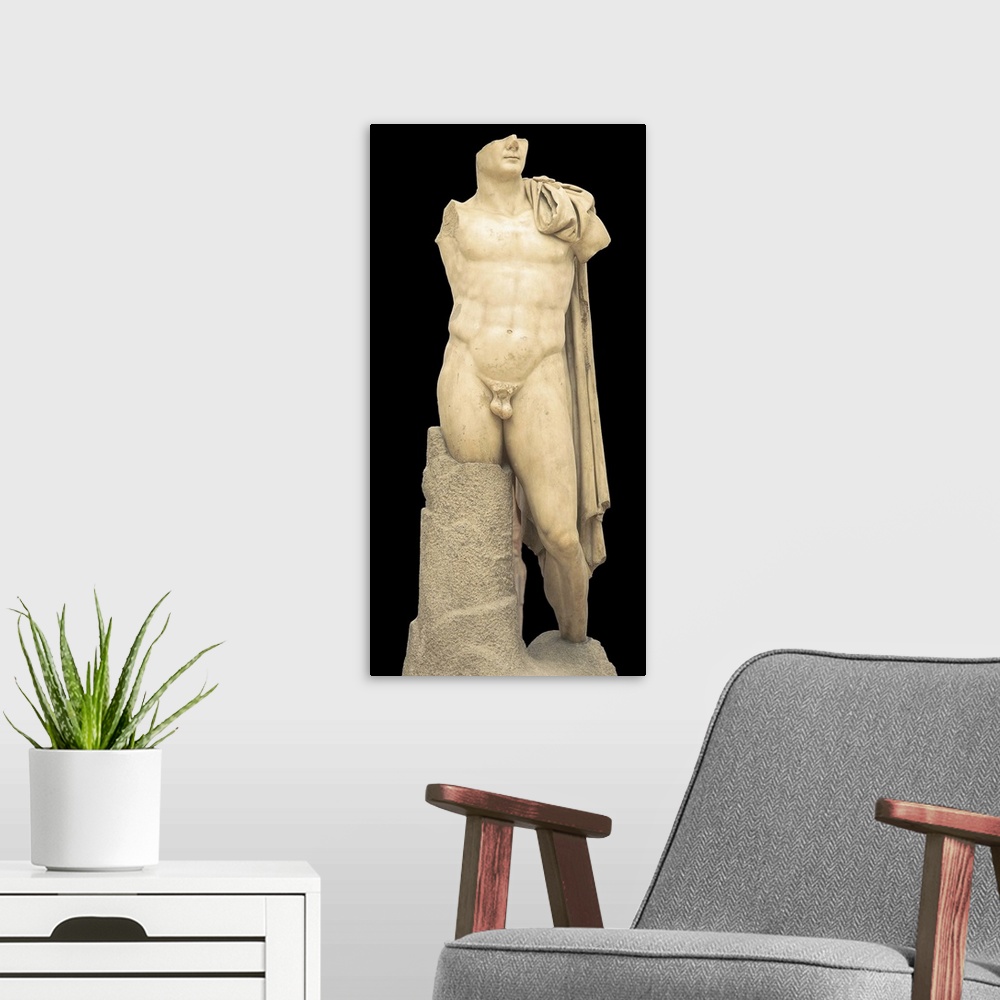 A modern room featuring Statue of Trajan. Roman art. Early Empire