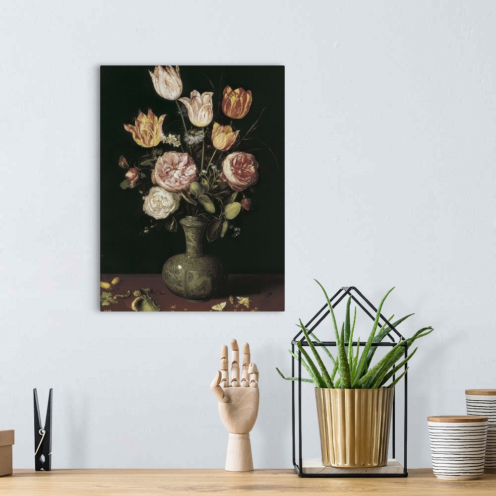 A bohemian room featuring Still Life of Flowers