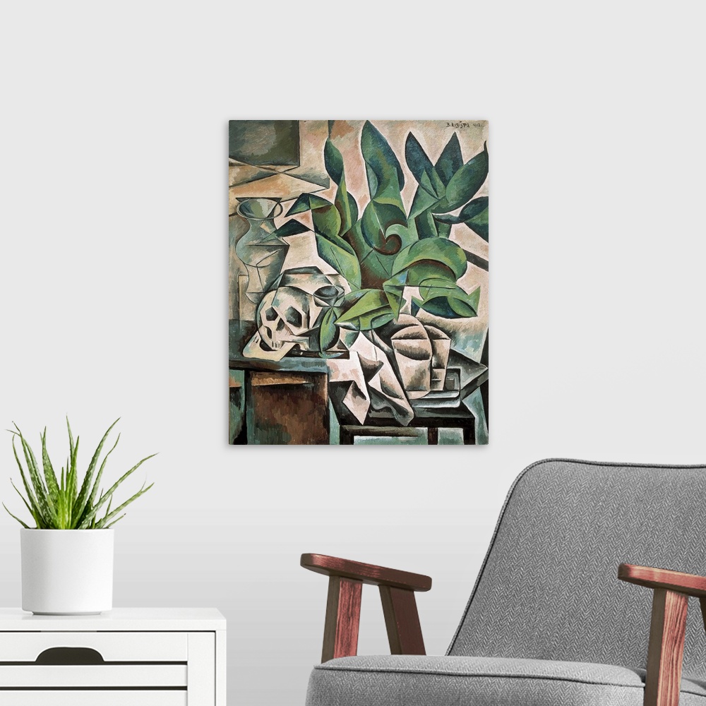 A modern room featuring Still Life with Skull by Bohumil Kubista