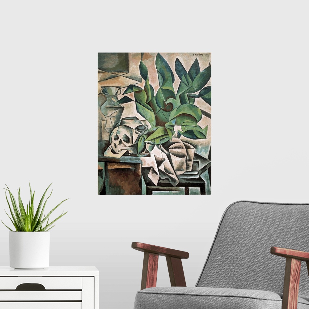 A modern room featuring Still Life with Skull by Bohumil Kubista
