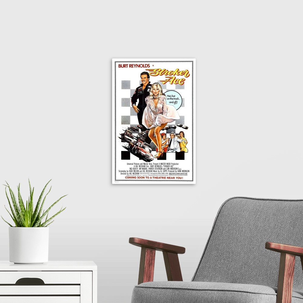 A modern room featuring Stroker Ace - Vintage Movie Poster