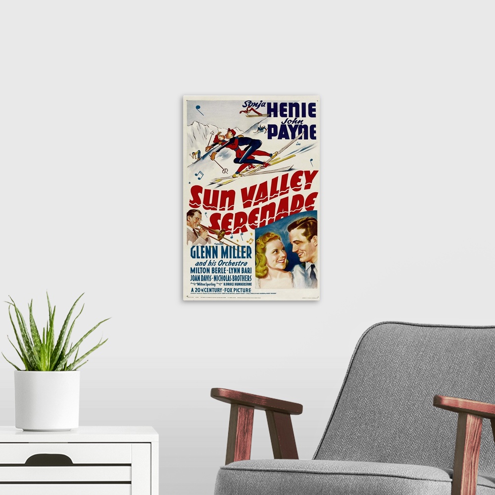 A modern room featuring Sun Valley Serenade - Movie Poster