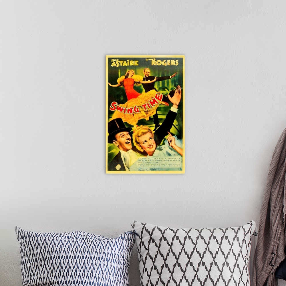 A bohemian room featuring Swing Time - Vintage Movie Poster