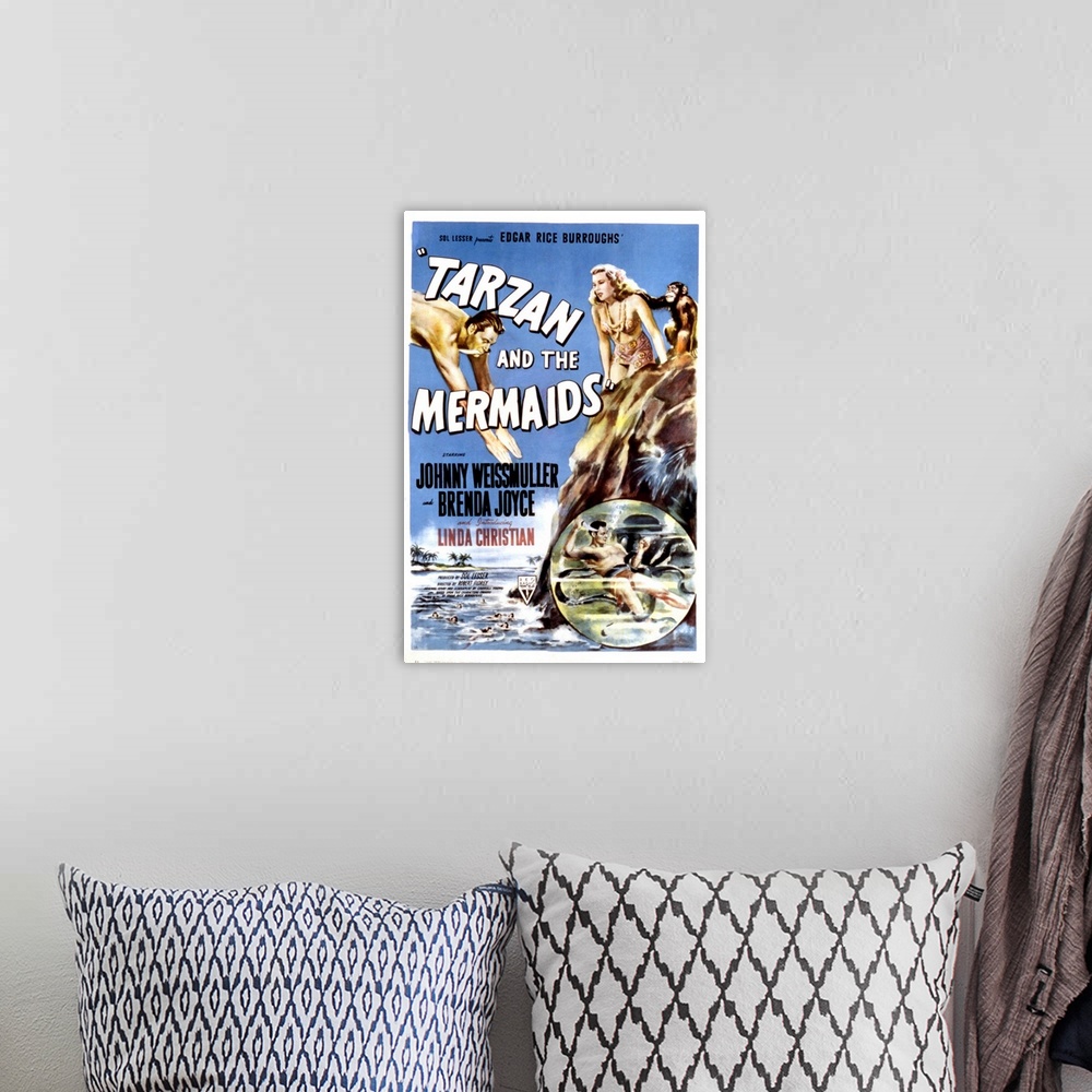 A bohemian room featuring Tarzan and the Mermaids - Movie Poster