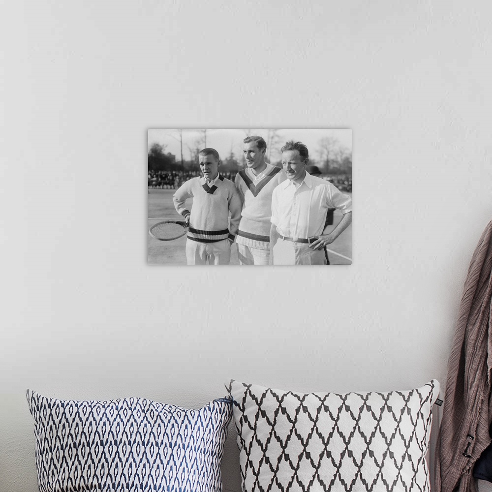A bohemian room featuring Tennis champions Vincent Richards, Bill Tilden, and Bill Johnston in the 1920s. The trio were on ...