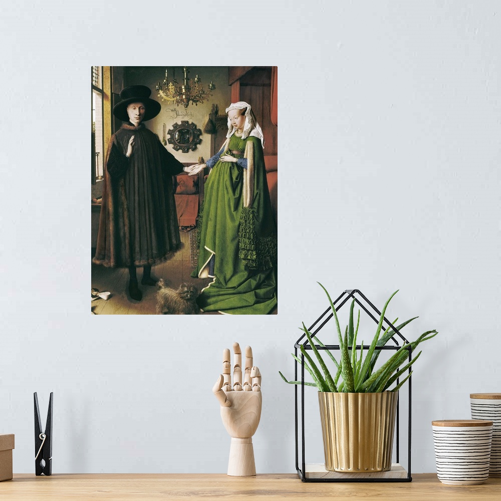 A bohemian room featuring The Arnolfini Portrait by Jan van Eyck