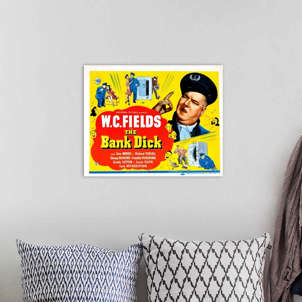 A bohemian room featuring The Bank Dick, US Poster, Right: W.C. Fields On Title Card, 1940.