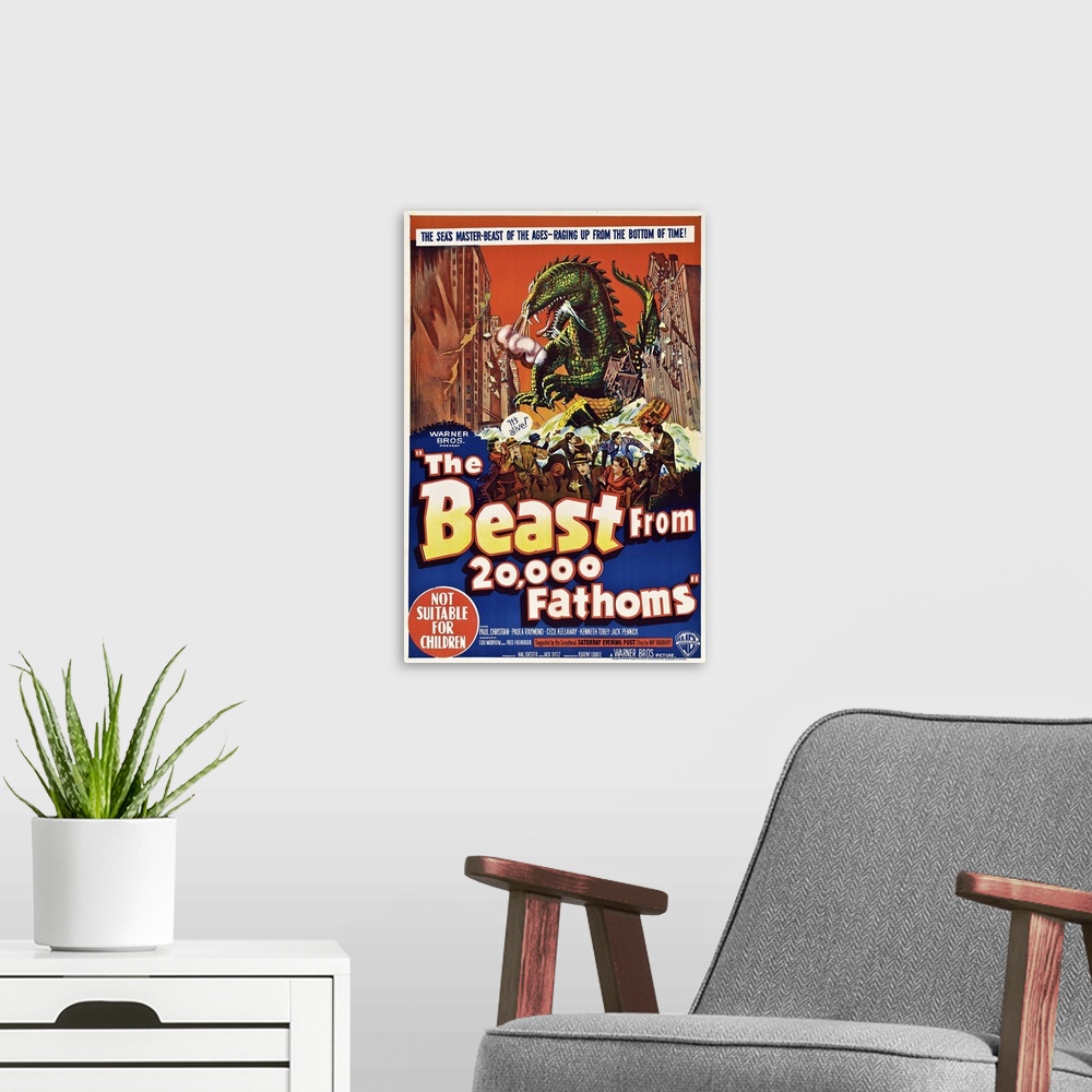 A modern room featuring The Beast From 20,000 Fathoms - Vintage Movie Poster (Australian)