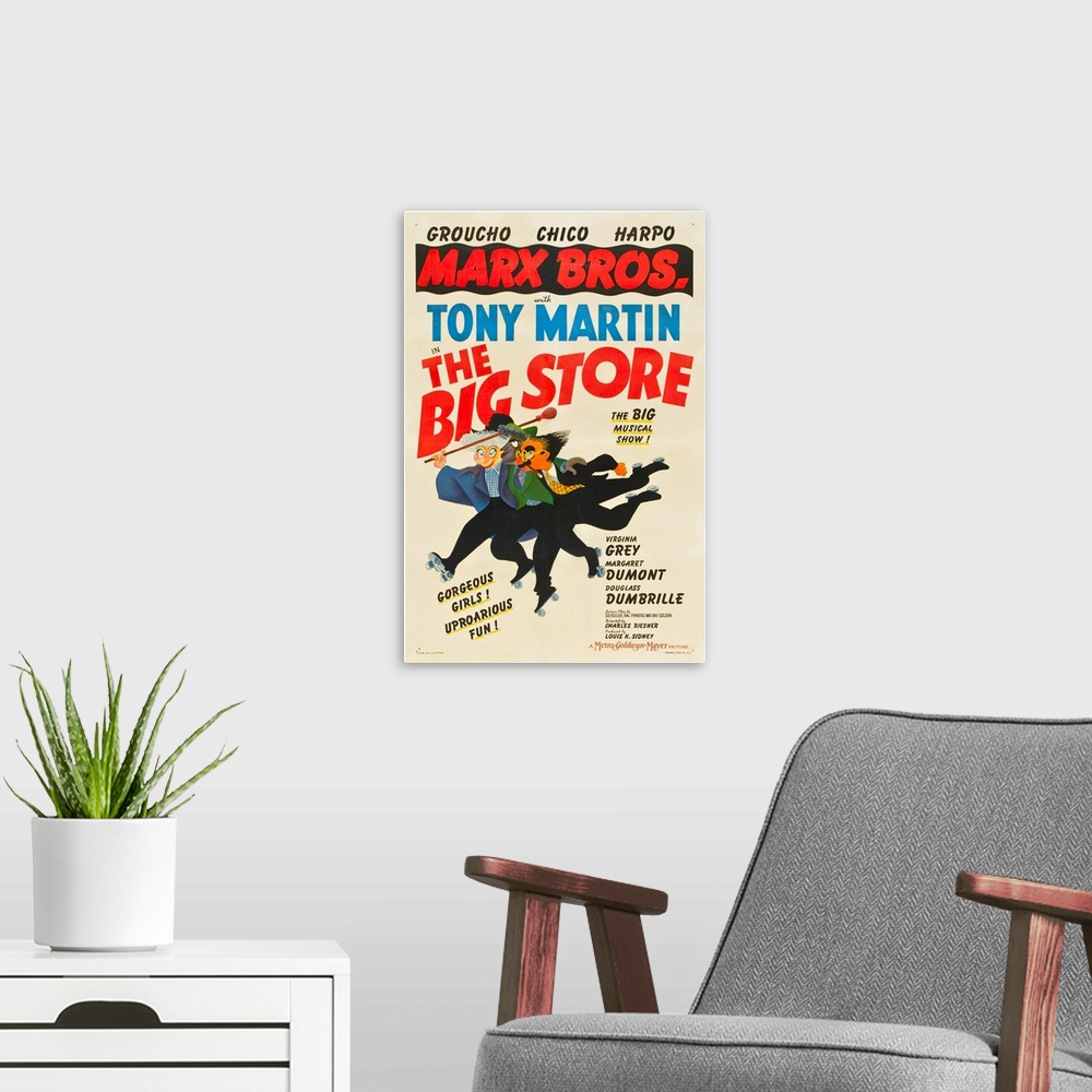 A modern room featuring The Big Store - Vintage Movie Poster