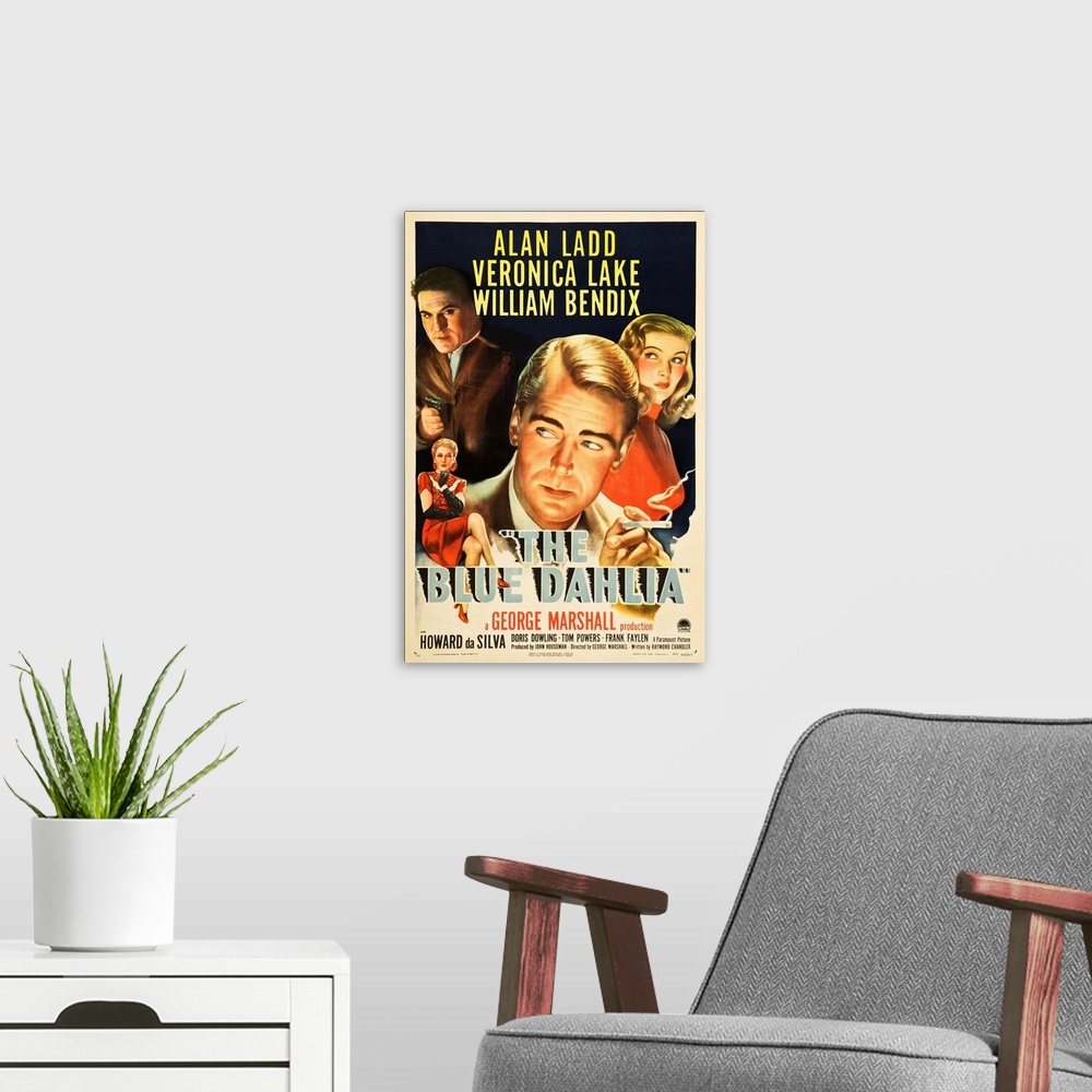 A modern room featuring The Blue Dahlia - Vintage Movie Poster