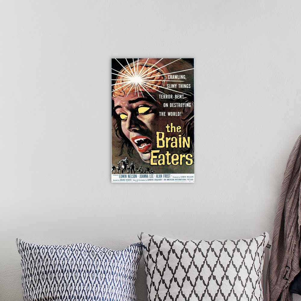 A bohemian room featuring The Brain Eaters - Vintage Movie Poster