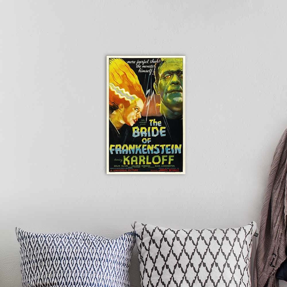 A bohemian room featuring The Bride Of Frankenstein - Vintage Movie Poster