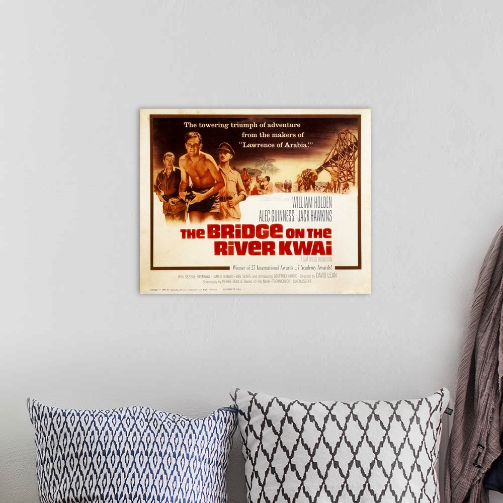 A bohemian room featuring The Bridge on the River Kwai - Vintage Movie Poster