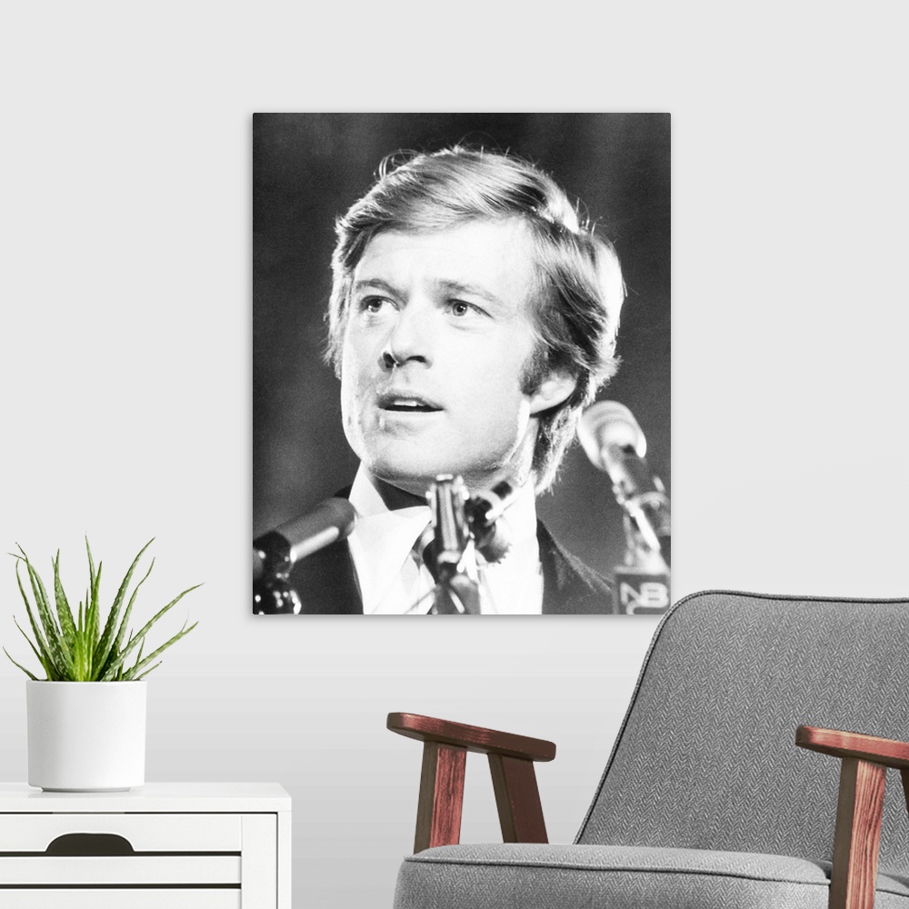 A modern room featuring The Candidate, Robert Redford, 1972.