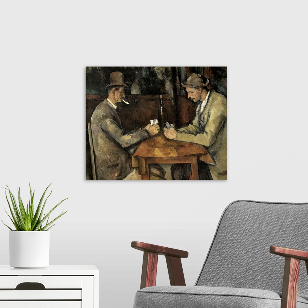 A modern room featuring CEZANNE, Paul (1839-1906). The Card Players (Les joueurs de cartes). 1890 - 1895. Impressionism. ...