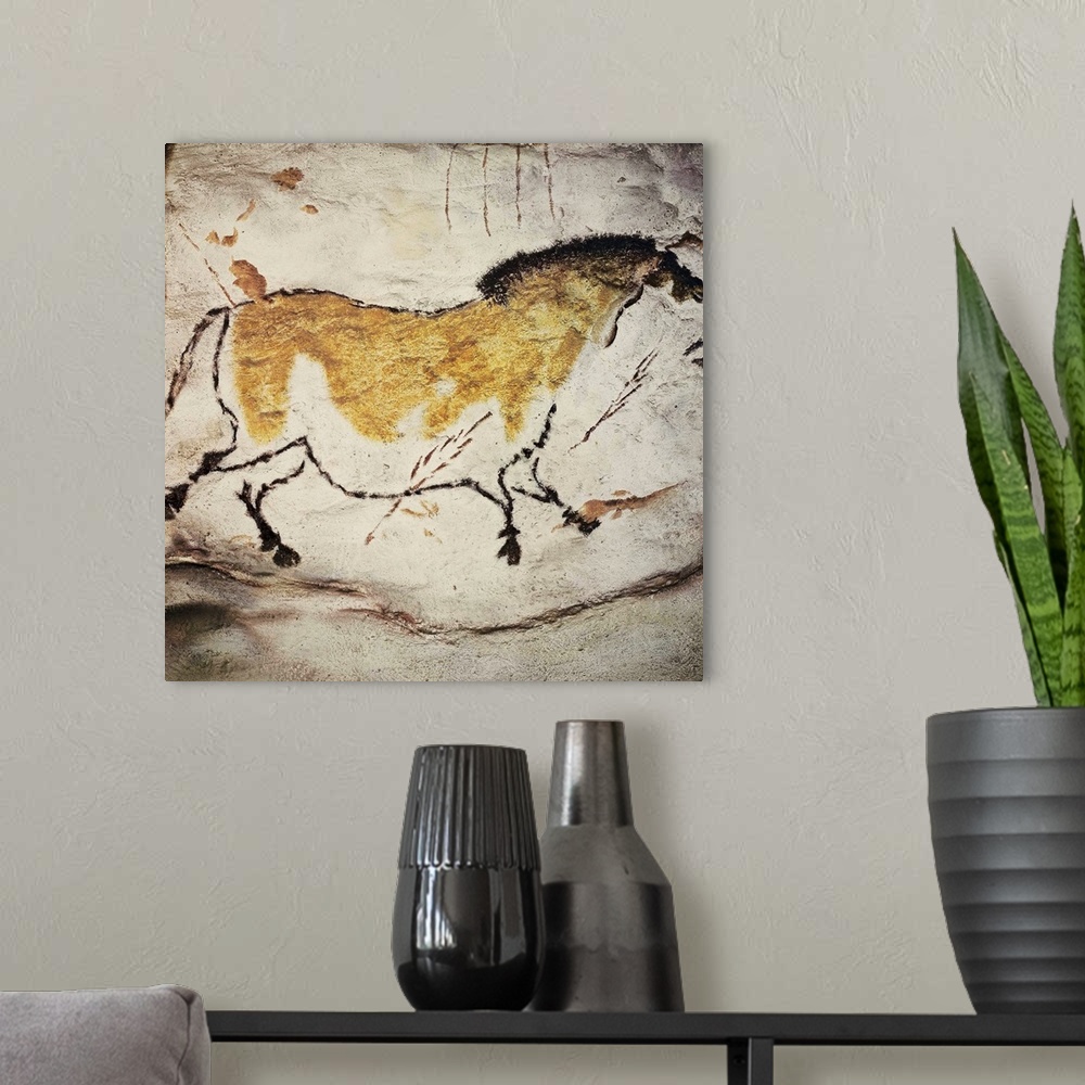 A modern room featuring The Cave of Lascaux. Horses. Magdalenian. France