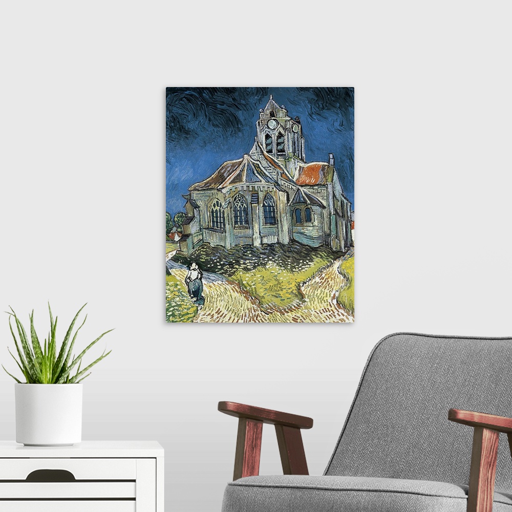 A modern room featuring The Church at Auvers-sur-Oise
