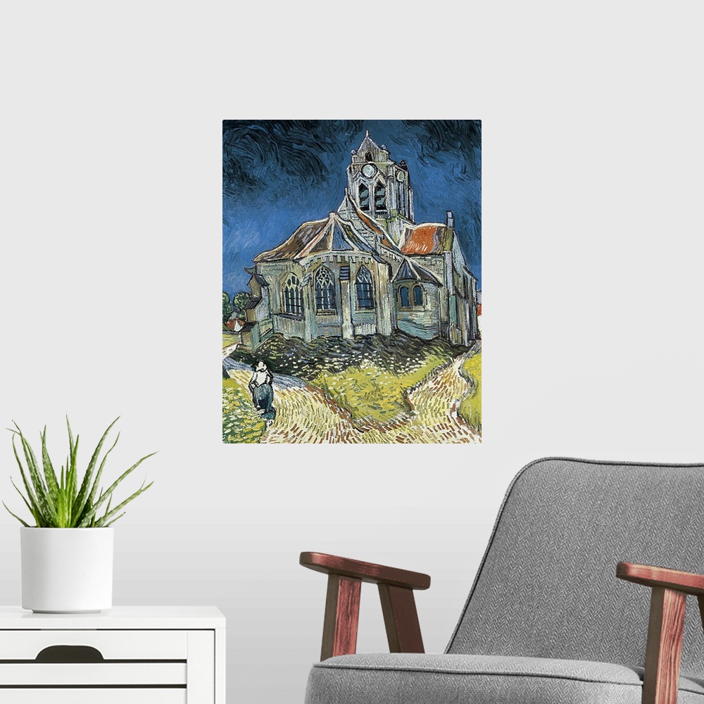 A modern room featuring The Church at Auvers-sur-Oise