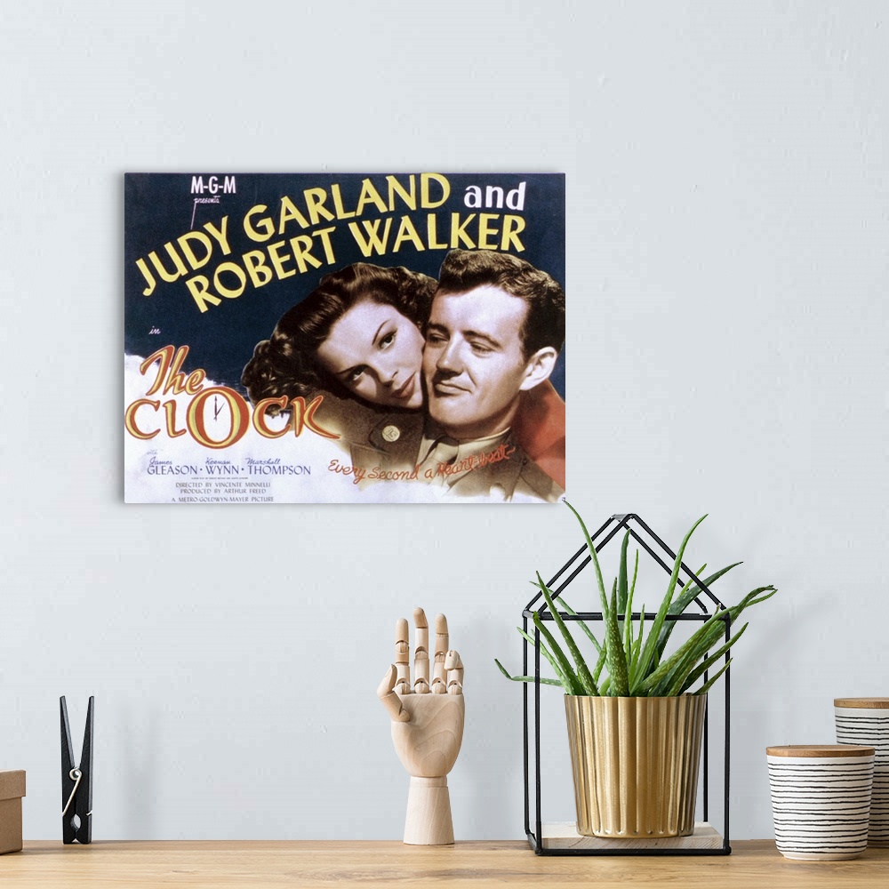 A bohemian room featuring The Clock - Vintage Movie Poster