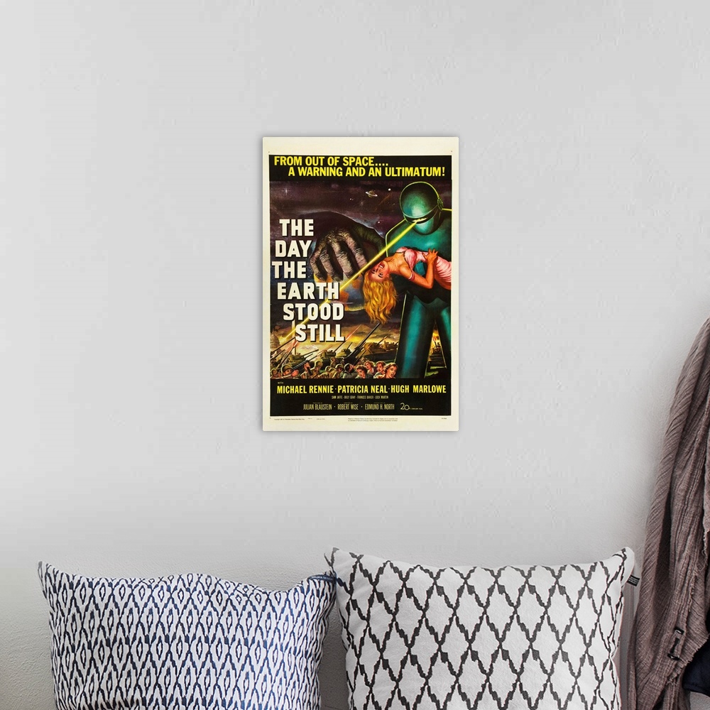 A bohemian room featuring The Day the Earth Stood Still - Vintage Movie Poster