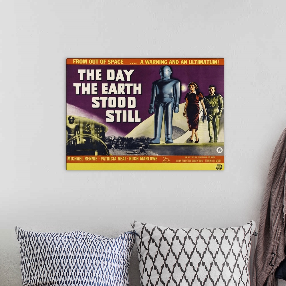 A bohemian room featuring The Day The Earth Stood Still - Vintage Movie Poster