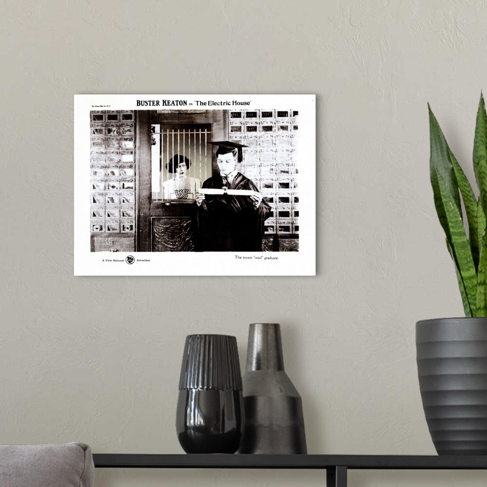 A modern room featuring The Electric House, US Lobbycard, Buster Keaton, 1922.