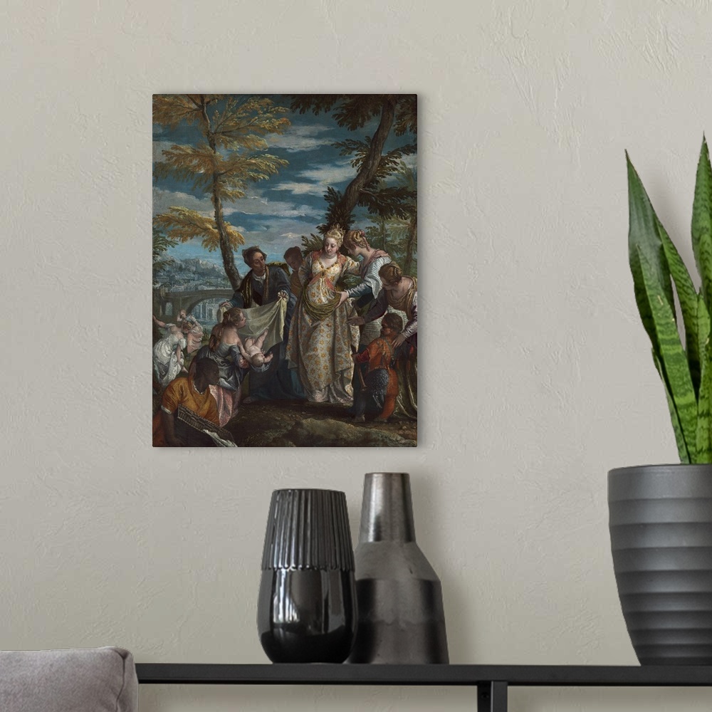 A modern room featuring The Finding of Moses, by Veronese, 1570-75, Italian painting