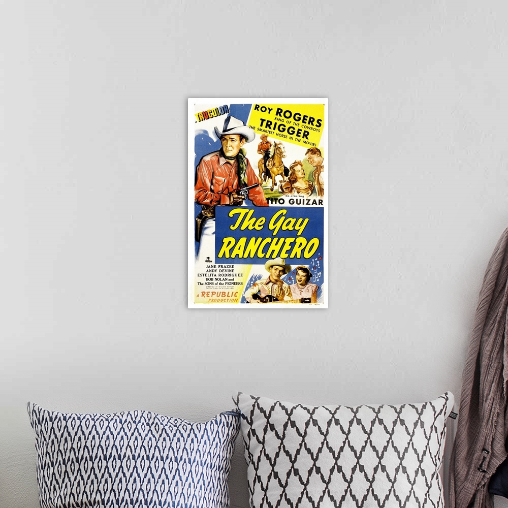 A bohemian room featuring The Gay Ranchero - Vintage Movie Poster
