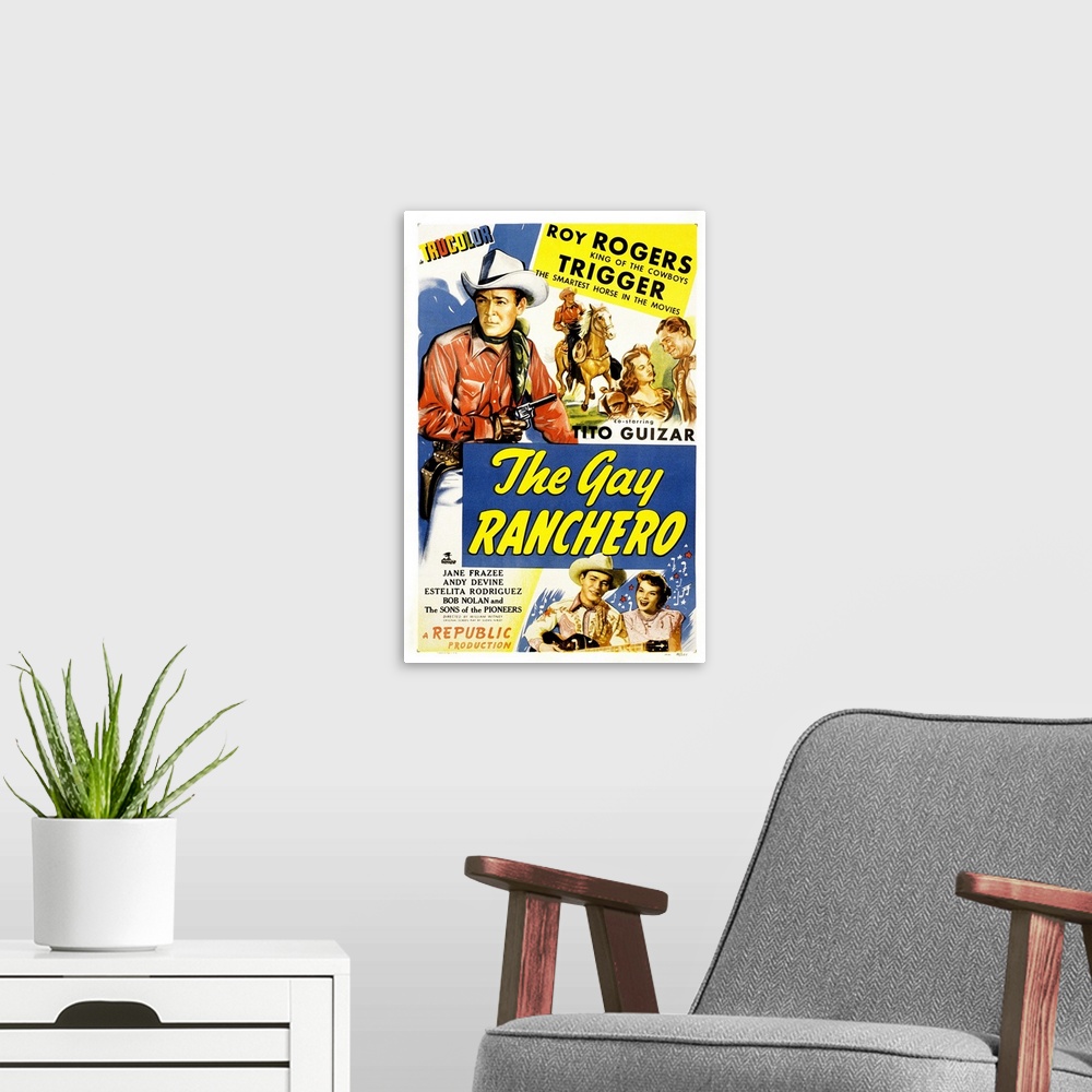 A modern room featuring The Gay Ranchero - Vintage Movie Poster