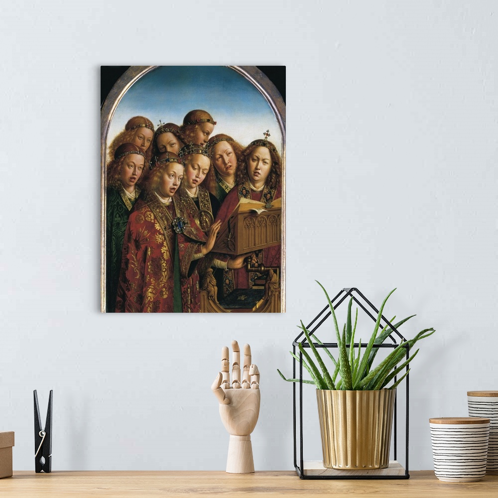A bohemian room featuring The Ghent Altarpiece or Adoration of the Mystic Lamb. Jan van Eyck