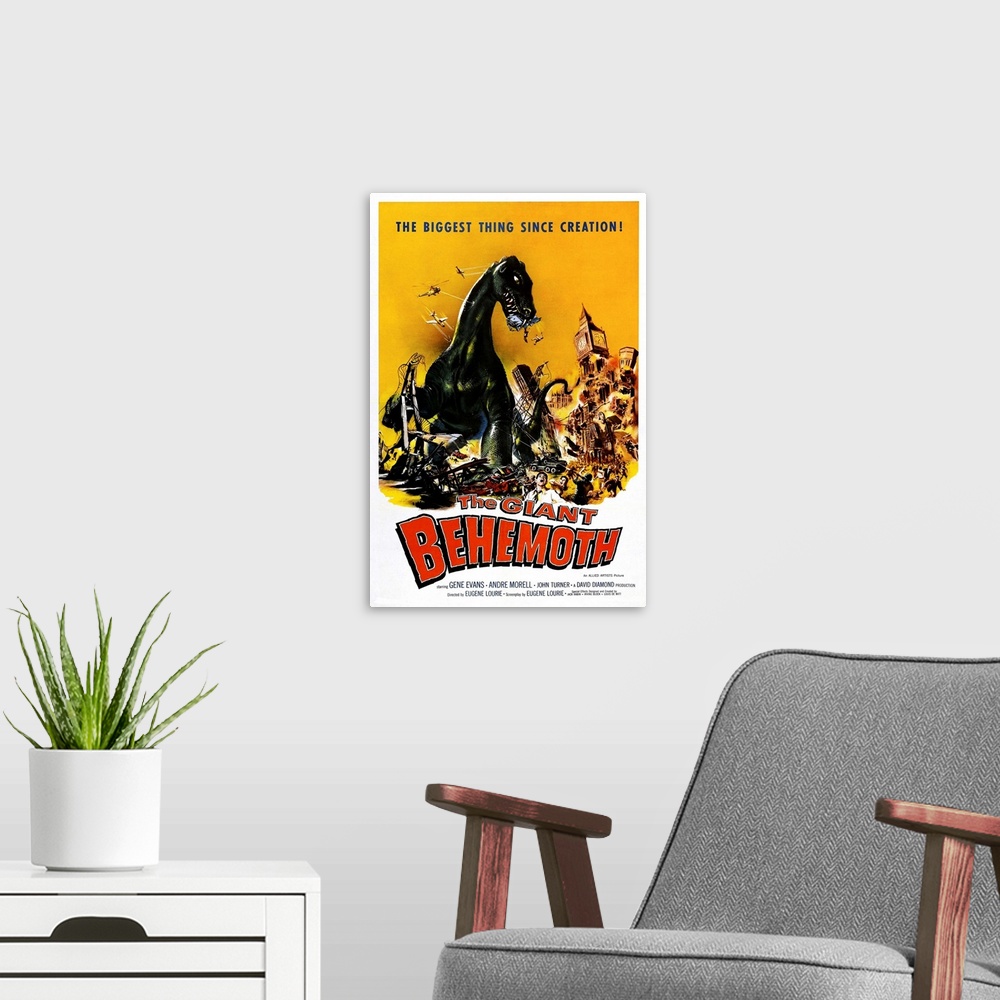 A modern room featuring The Giant Behemoth - Vintage Movie Poster