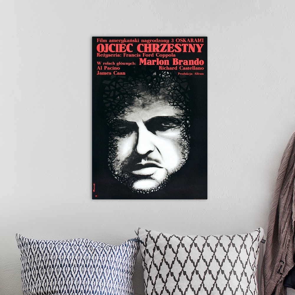 A bohemian room featuring The Godfather (aka Ojciec Chrzestny), Marlon Brando On Polish Poster Art, 1972.