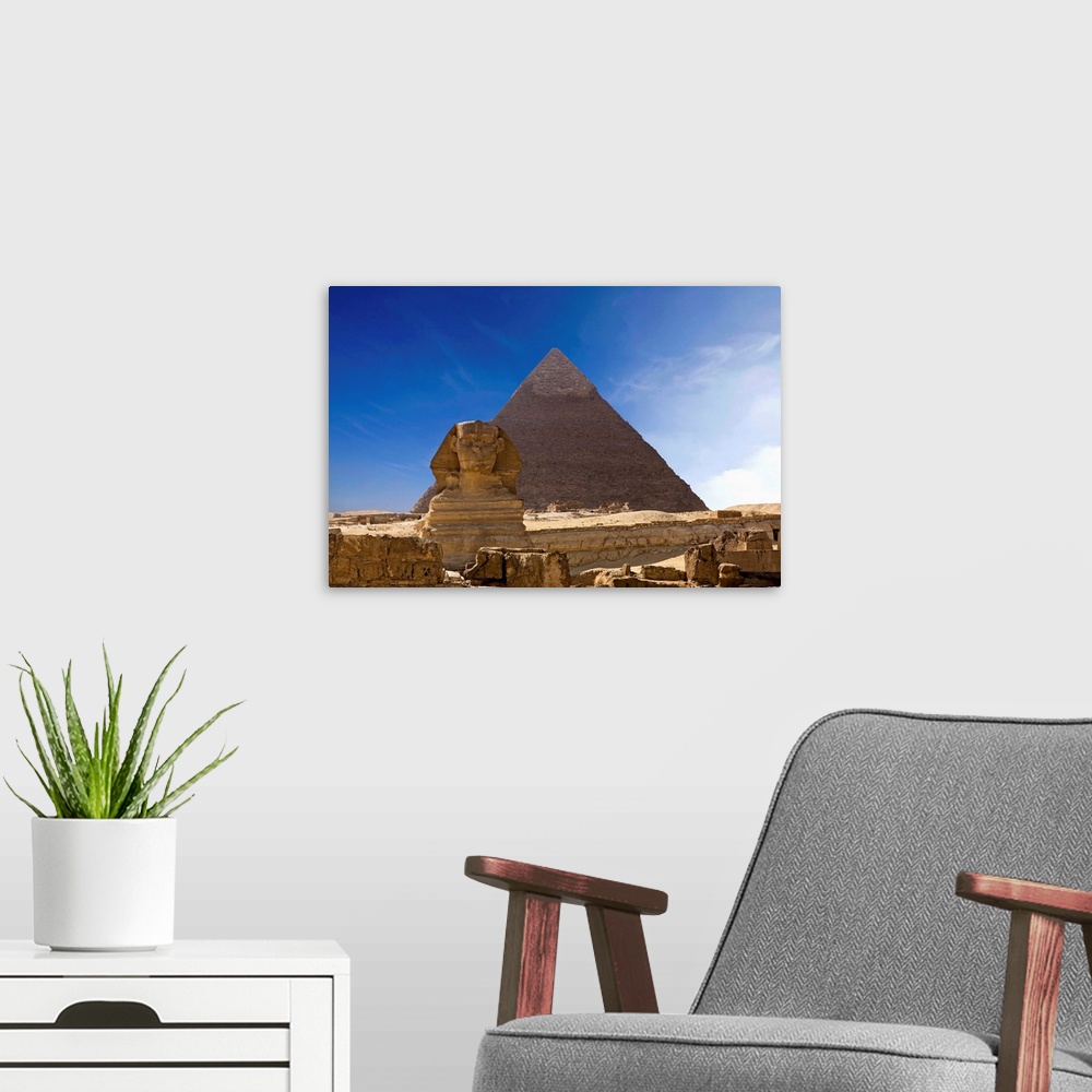 A modern room featuring The Great Pyramids, Egypt