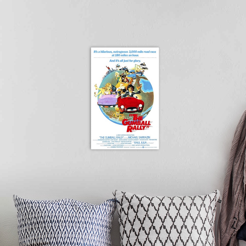 A bohemian room featuring The Gumball Rally - Movie Poster
