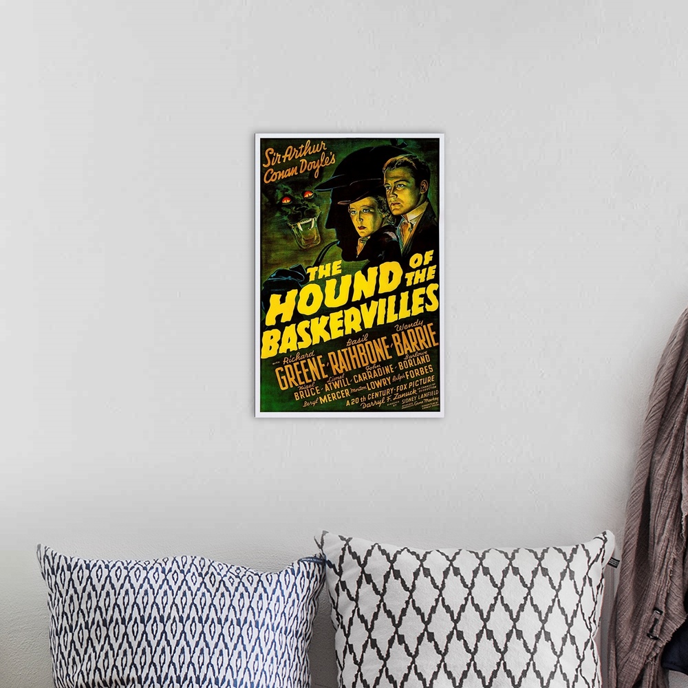 A bohemian room featuring The Hound Of The Baskervilles, US Poster Art, From Left: Wendy Barrie, Richard Greene, 1939