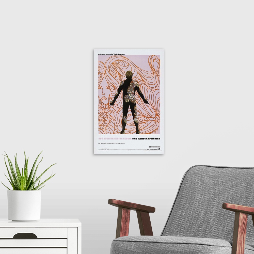 A modern room featuring The Illustrated Man - Vintage Movie Poster