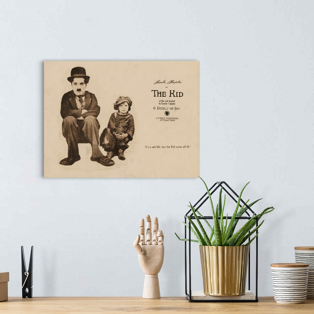 A bohemian room featuring The Kid, Lobbycard, From Left: Charles Chaplin, Jackie Coogan, 1921.