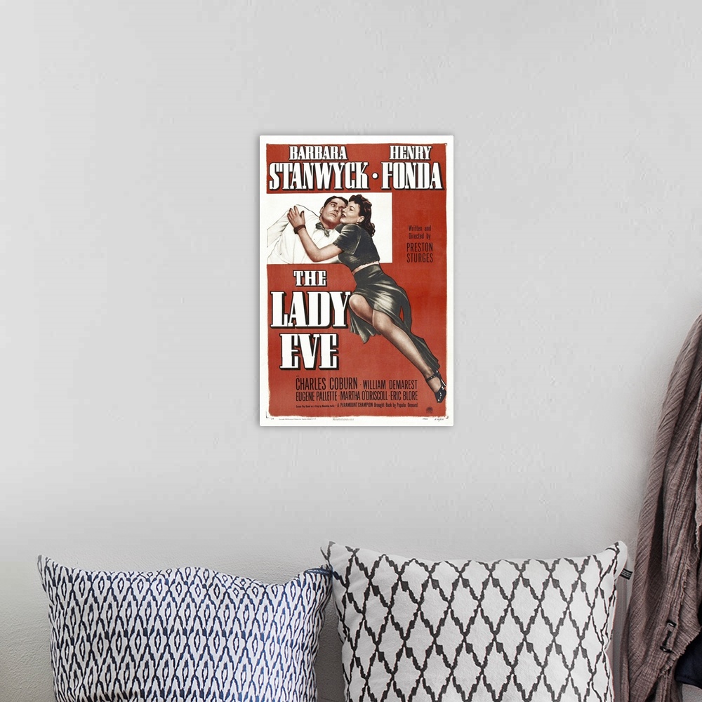 A bohemian room featuring The Lady Eve - Vintage Movie Poster