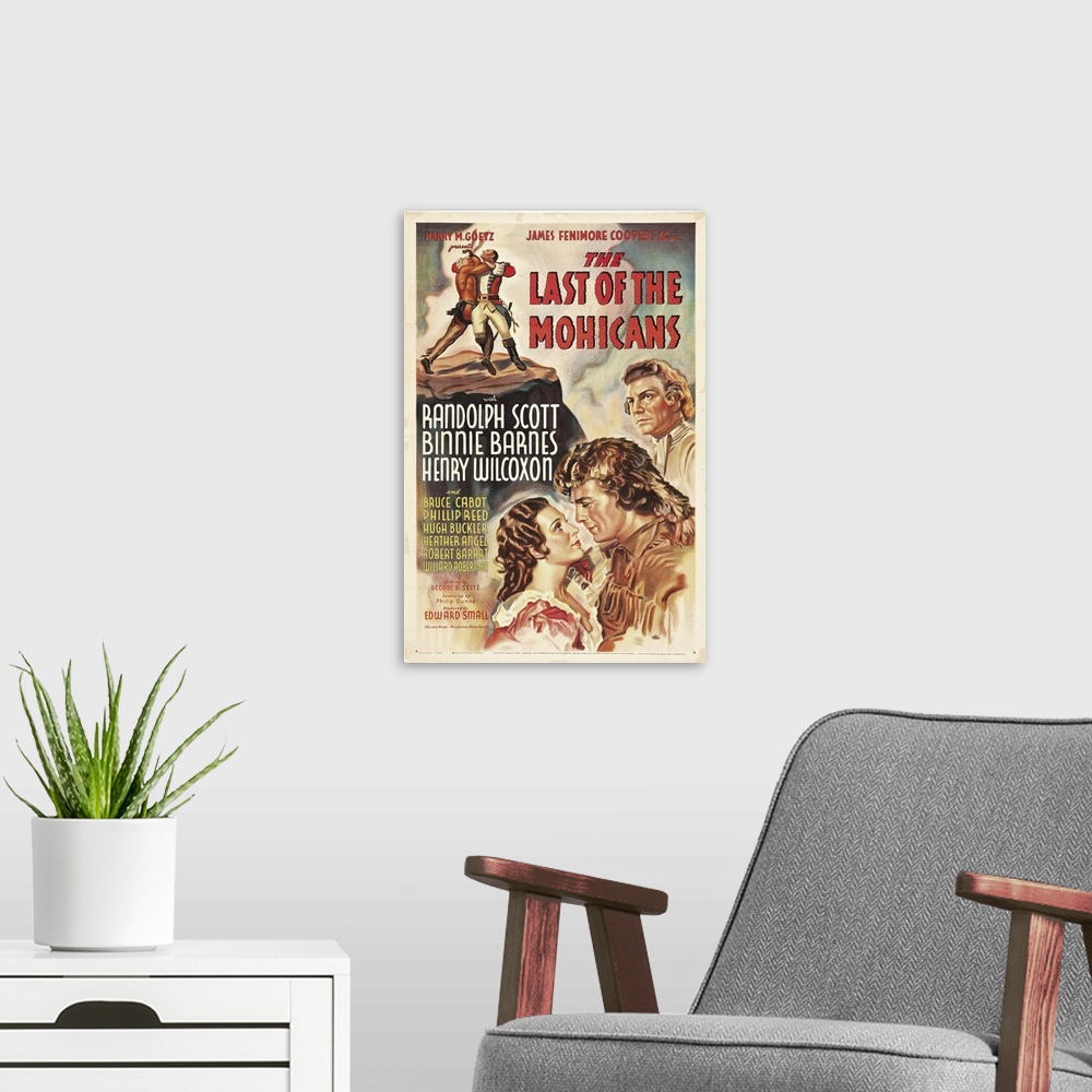 A modern room featuring The Last of the Mohicans - Vintage Movie Poster