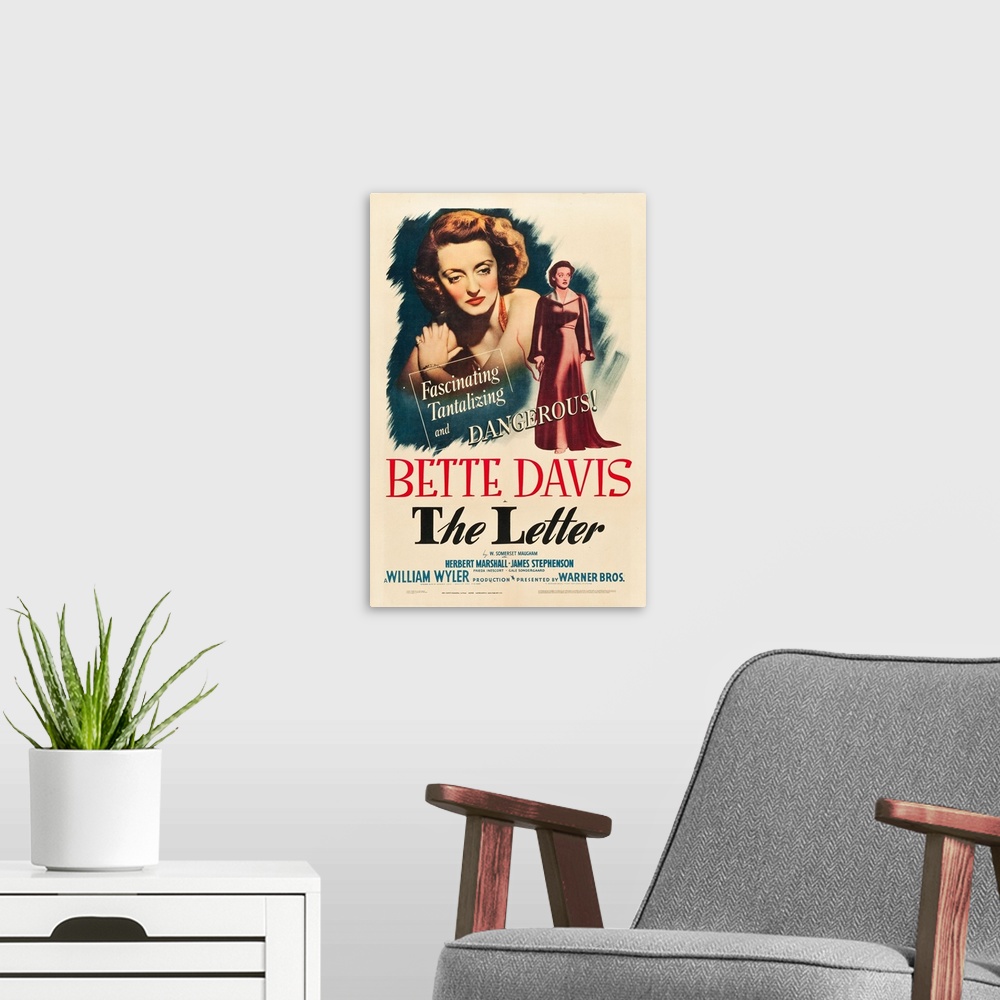 A modern room featuring The Letter - Vintage Movie Poster