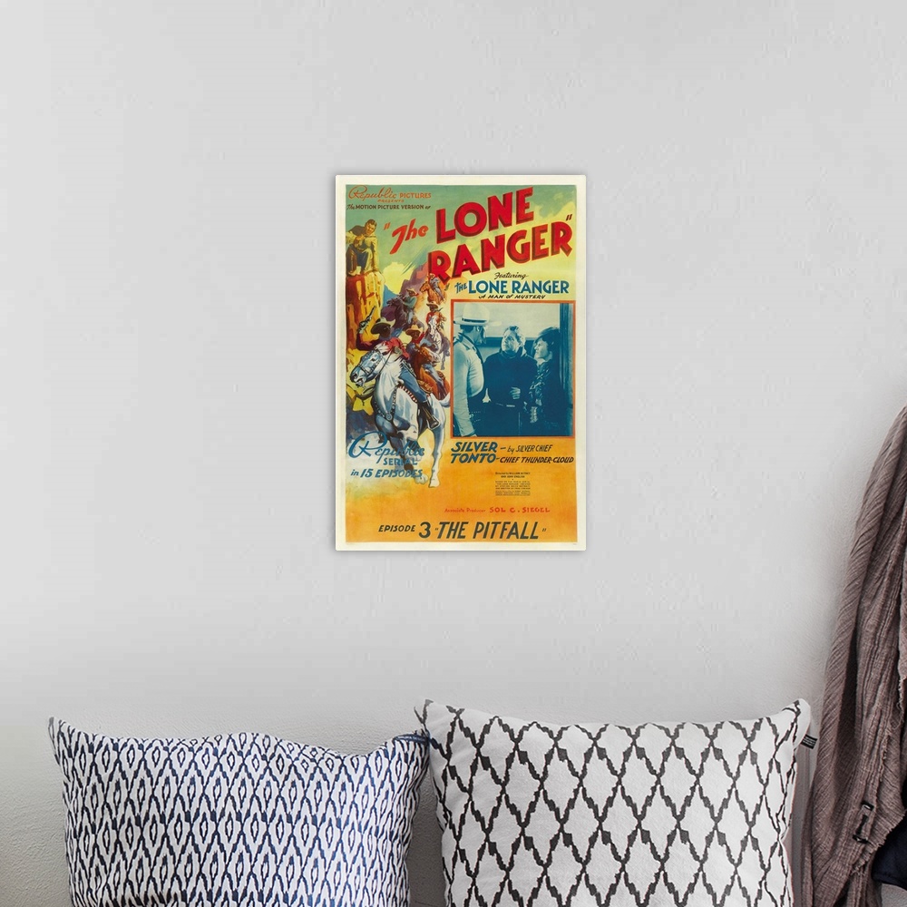 A bohemian room featuring The Lone Ranger - Vintage Movie Poster