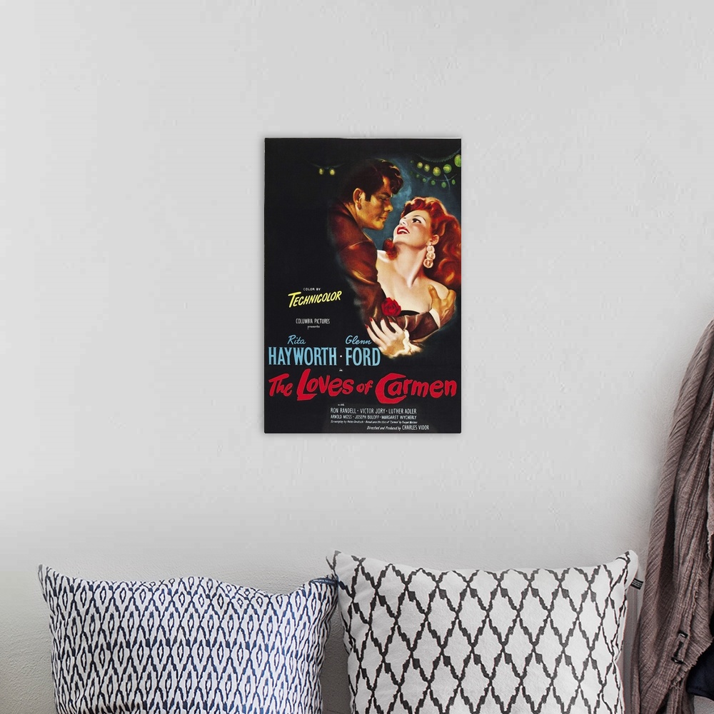 A bohemian room featuring The Loves Of Carmen - Vintage Movie Poster